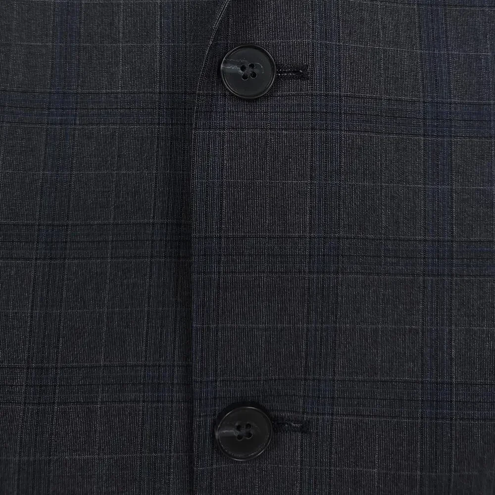 DKNY Mens Modern Fit Suit Jacket Blazer 40R Dark Grey Blue Plaid Stretch NWT